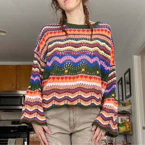 Boho colorful knit sweater